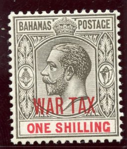 Bahamas 1918 KGV War Tax 1s grey-black & carmine superb MNH. SG 99. Sc MR8.