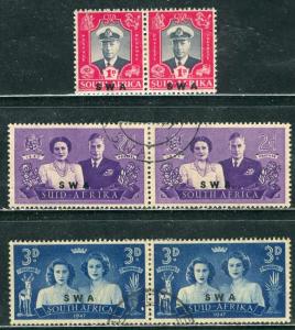 South West Africa: 1947; Sc. #156-158, O/Used Cpl. SeTenant Set