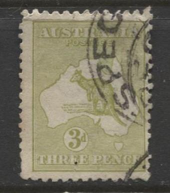 Australia - Scott 47 - Kangaroo -1915 - FU - Wmk 10 - Die I - 3d Stamp