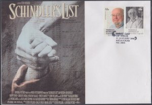 AUSTRALIA Sc# 3208-9.1  FDC of 2 STAMPS - THOMAS KENEALLY of SCHINDLER'S LIST