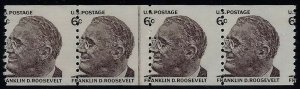 1305 - 6c Misperf Error / EFO Line Strip 4 Franklin D. Roosevelt FDR Mint NH