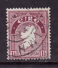 Ireland-Sc#108-used 1&1/2p claret rose-Map of Ireland-1941-