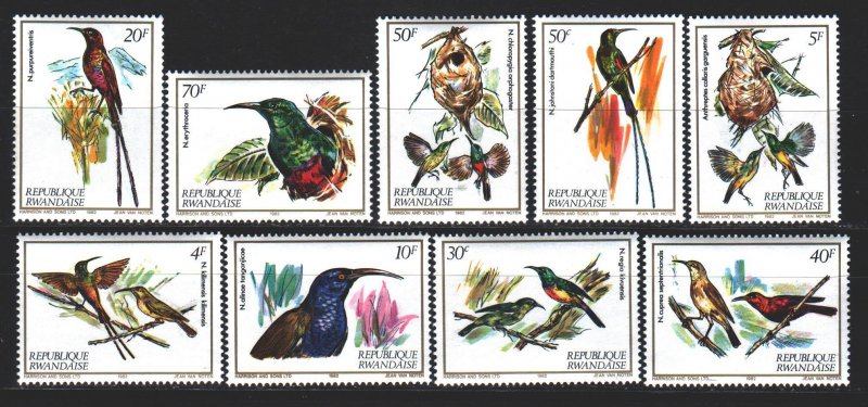 Rwanda. 1983. 1214-23. Birds fauna. MNH. 