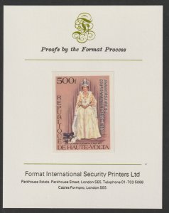 UPPER VOLTA 1978 CORONATION ANNIV imperf mounted on Format  Proof Card