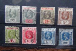 Mauritius 1913 - 22 values to 25c 1921 - 1924 values to 20c Used