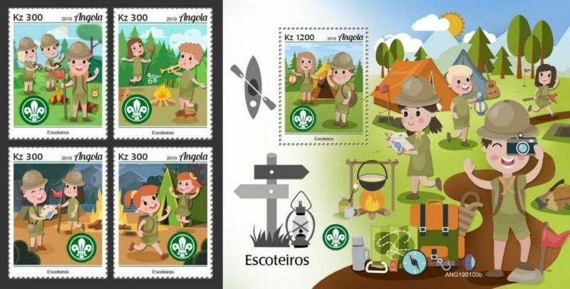 Z08 IMPERF ANG190105ab ANGOLA 2019 Scouts MNH ** Postfrisch