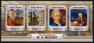 GUINEA BISSAU 2016 250th BIRTH ANNIVERSARY  OF W.A. MOZART SHEET  MINT NH