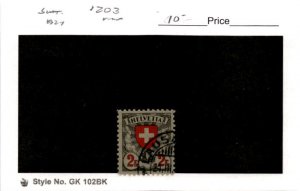 Switzerland, Postage Stamp, #203 Used, 1924 Shield Cross (AC)