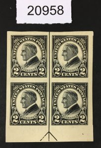 MOMEN: US STAMPS # 611 ARROW BLOCK MINT OG H XF-SUP LOT # 20958