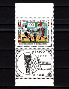 Chad, Scott cat. C88 A. Olympics-Soccer issue o/p Munich 72 in Gold on Sheet. ^