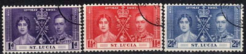 St Lucia #107-9 F-VF Used (X1127)