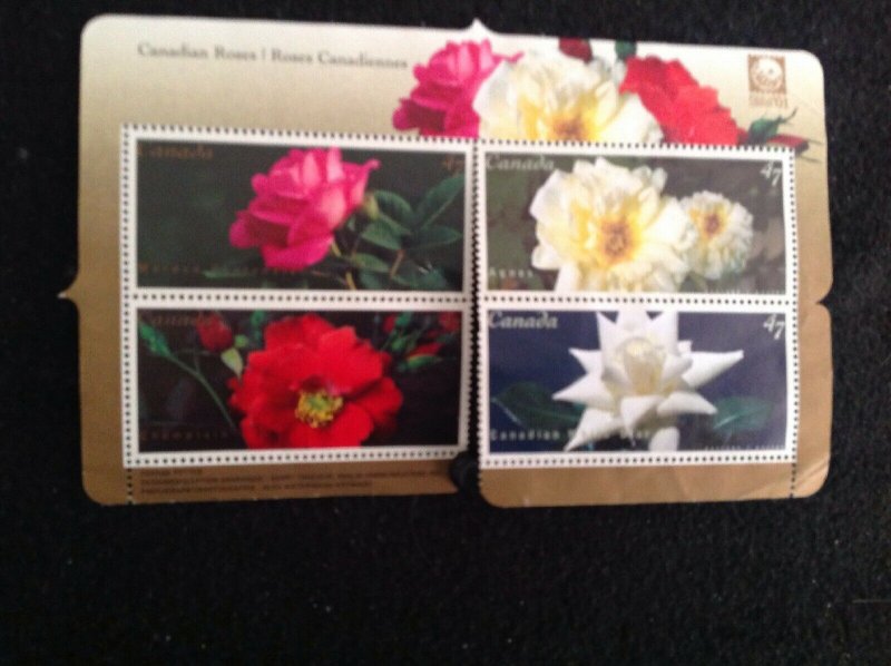 Canada  2001 Roses Mini Sheet Used 