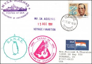 South Africa MVSA Agulhas Antarctic Expedition 1991 Ship Cover