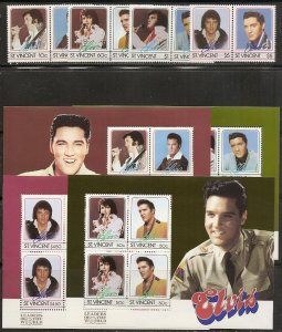 St. Vincent 874-81 1985 Elvis set and s.s. NH