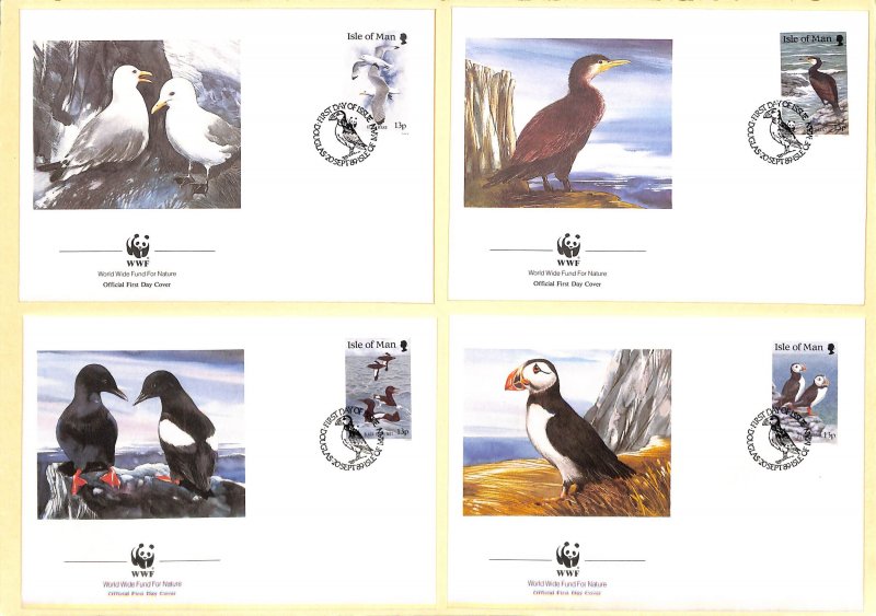 Isle of Man WWF World Wild Fund for Nature FDC Cormorant Puffin birds