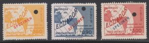 ECUADOR 1953 PAN AMERICAN HIGHWAY Sc C242-C244 FULL SET + SPECIMEN MNH VF 