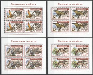 HM1267 2018 MOZAMBIQUE FLYING DINOSAURS PREHISTORIC FAUNA #9359-2 4KB(4SET) MNH