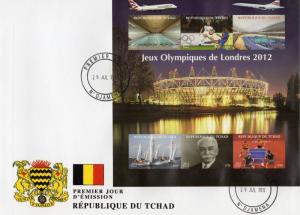 Chad 2012 London Olympic/Tennis-table/Concorde Sheetlet (6) Imperforated FDC