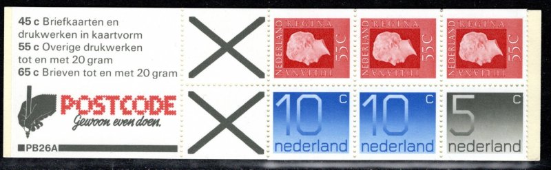 Netherlands Scott # 536f, mint nh, cpl. stamp booklet, se-tenant