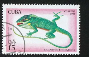 CUBA Sc# 3617 ENDEMIC LIZARDS reptiles 15c    1994  used cto