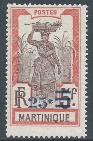 Martinique #122 MH 25c on 5fr Girl Bearing Pineapple