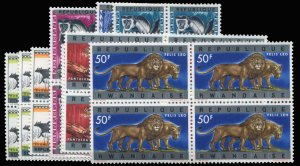 Rwanda #55-69 Cat$83.60, 1964 Animals, complete set in blocks of four, never ...