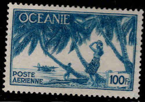 French Polynesia Scott C1E MH* 100Fr Airmail stamp