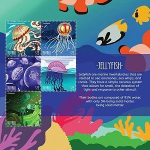 Tuvalu 2020 - Jellyfish Invertebrate - Sheet of 5 Stamps - MNH