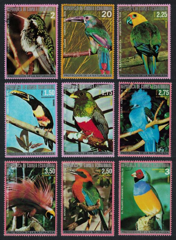 Eq. Guinea Parrot Kingfisher Toucan Birds Asia Australia 9v CTO