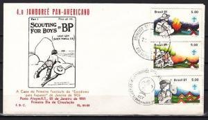 Brazil, Scott cat. 1730-1732. Pan American Scout Jamboree. #4 First day cover. ^