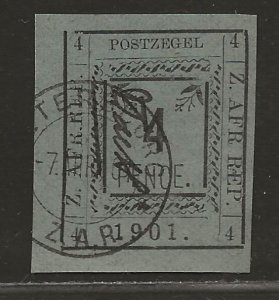 TRANSVAAL SC# 186(SG#12a) NO PERIOD AFTER RIGHT 'AFR'  FVF/CTO