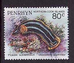 Penrhyn-Sc#420- id11-used 80c Marine Life-Pyjama Nudibranch-1992-