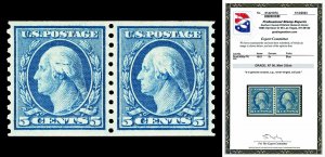 Scott 496a 1919 5c Washington Coil Mint Pair Graded XF 90 NH with PSE CERT
