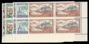 Southern Rhodesia #74-78 Cat$22.40, 1953 1/2p-1sh, complete set in blocks of ...
