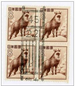 Japan 1952 - Scott 560 used block of 4 - 8y, Japanese Serow 