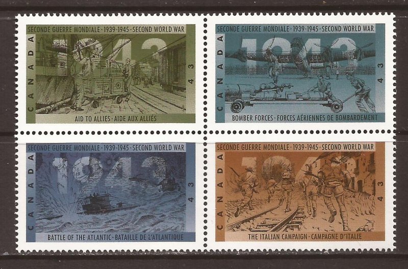 1993 Canada - Sc 1506a - MNH VF - Block of 4 - WWII - 1943