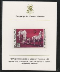 RAS AL KHAIMA 1972 HORSES  imperf on FORMAT INT PROOF CARD