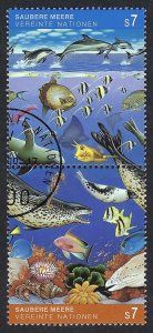 United Nations Vienna #127-128 2x7S Clean Oceans (1992). Se-tenant pair Used.
