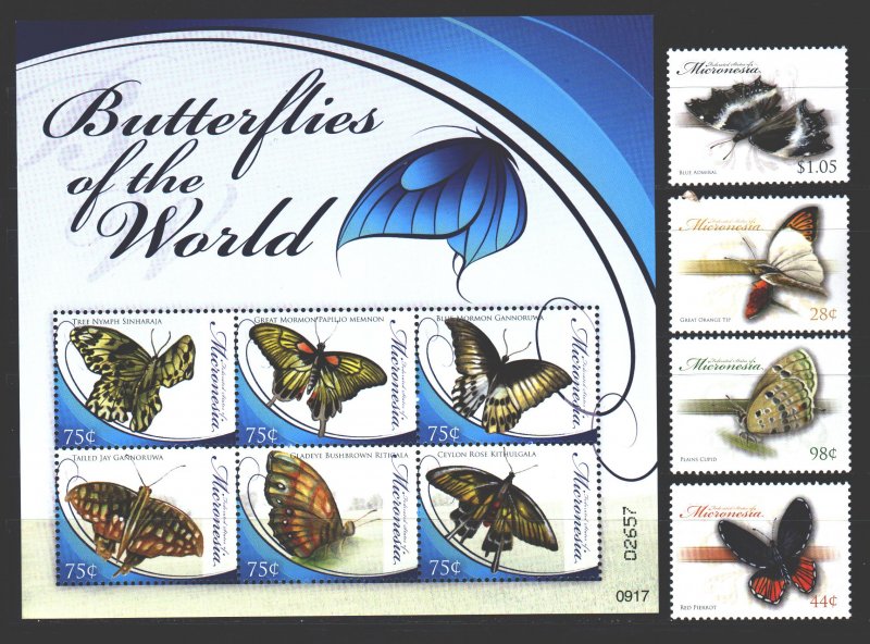 Micronesia. 2009. 1989-92, ml1993-98. Butterflies fauna. MNH.