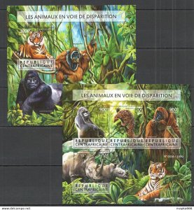 2015 Central Africa Fauna Endangered Animals Disparition Kb+Bl ** Ca209