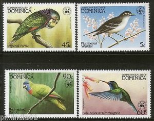 Dominica 1984 WWF Birds Parrot Warbler Wildlife Fauna Sc 827-30 MNH # 009