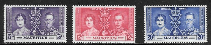 Mauritius (1937) - Scott # 208 - 210,   MNH