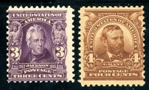 USAstamps Unused FVF US Serie of 1902 Jackson Grant Scott 302, 303 OG MNH