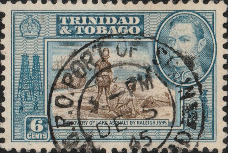 TRINIDAD & TOBAGO 1945 G.P.O. PORT OF SPAIN / TRINIDAD DS on SG250 - Ref.832j