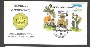 1982 Turks & Caicos 75th ann Scouting BadenPowell SS FDC