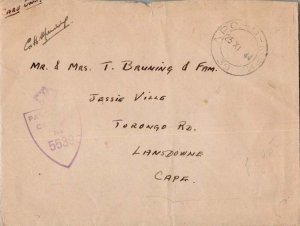 South Africa Soldier's Free Mail 1944 A.P.O.-U-M.P.K. 39 South African Air Fo...