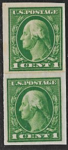 US 1912 Sc. #408V paste-up pair NH