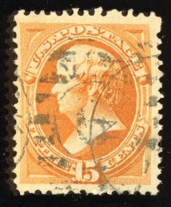 US Scott 163 Used 15 Cent UYellow Orange 1873 Lot T920 bhmstamps