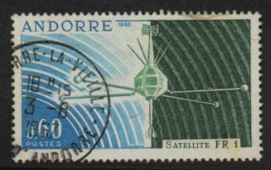 Andorra (French) Scott 171 Used 1966 Satellite FR1 perf bend at top right