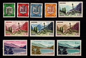 KAPPYSTAMPS  FRANCE ANDORRE SCOTT 143-153 MNH CV $75 G976